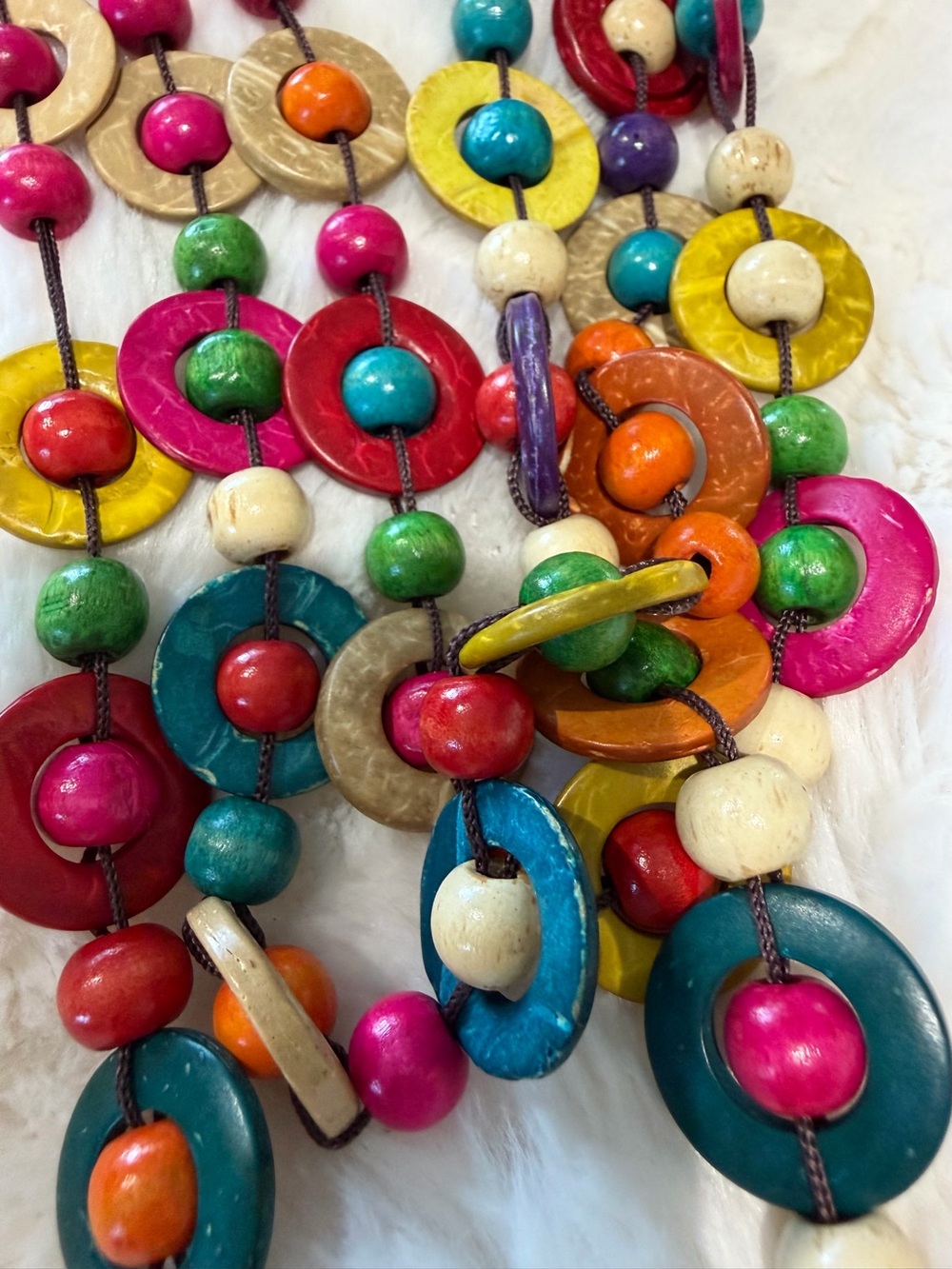 Colorful Multi-Strand Wooden Bead Necklace - Women Jewelry